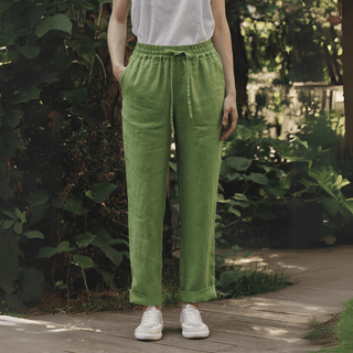 Foliage Green Linen Octave Trousers - Linen Tales 