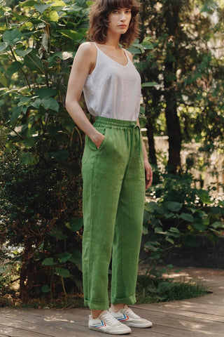 Foliage Green Linen Octave Trousers - Linen Tales 