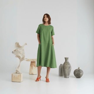 Foliage Green Linen Speedwell Dress - Linen Tales 