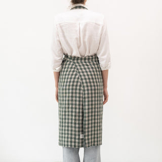 Forest Green Gingham Linen Chef Apron - Linen Tales 3