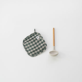 Forest Green Gingham Linen Potholder - Linen Tales 