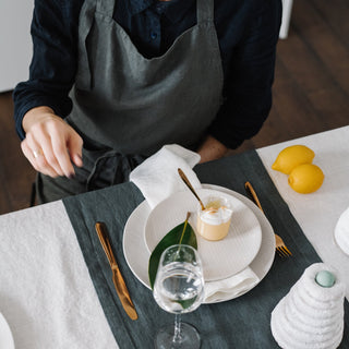 Forest Green Linen Chef Apron - Linen Tales 5