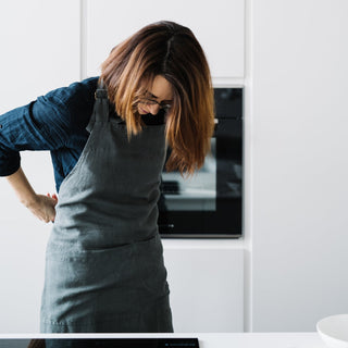 Forest Green Linen Chef Apron - Linen Tales 4