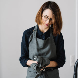 Forest Green Linen Chef Apron - Linen Tales 6