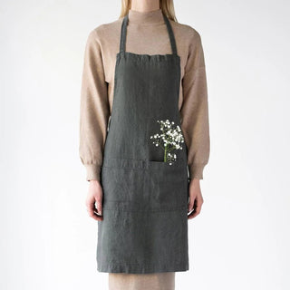 Forest Green Linen Daily Apron - Linen Tales 