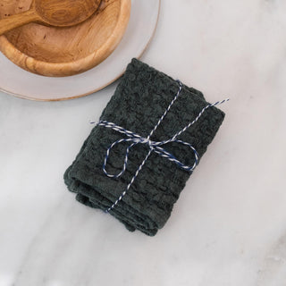 Forest Green Linen Dishcloth Set of 2 - Linen Tales Global 