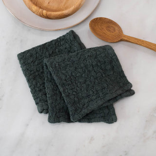 Forest Green Linen Dishcloth Set of 2 - Linen Tales Global 4