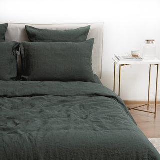 Forest Green Linen Duvet Cover Set - Linen Tales 3
