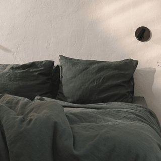 Forest Green Linen Duvet Cover Set - Linen Tales 