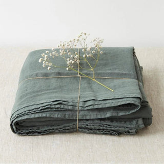 Forest Green Linen Flat Sheet - Linen Tales 3