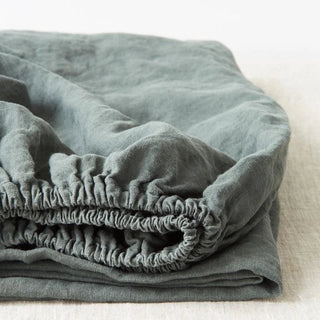 Forest Green Linen Fitted Sheet - Linen Tales 4