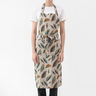 Golden Fall on Natural Linen Chef Apron - Linen Tales 
