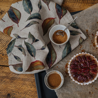 Golden Fall on Natural Linen Kitchen Towel - Linen Tales 