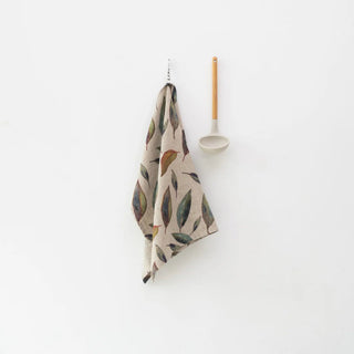 Golden Fall on Natural Linen Kitchen Towel - Linen Tales 