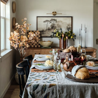 Golden Fall on Natural Linen Tablecloth - Linen Tales 3