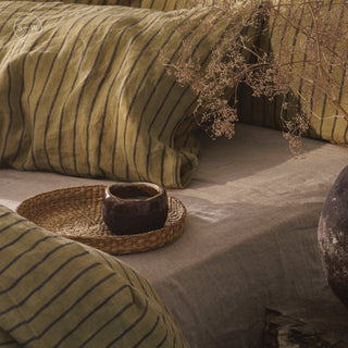 Green Blue Stripe Linen Duvet Cover - Linen Tales 5