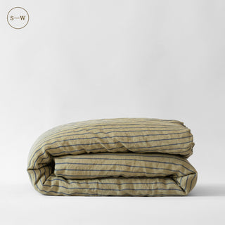 Green Blue Stripe Linen Duvet Cover - Linen Tales 2
