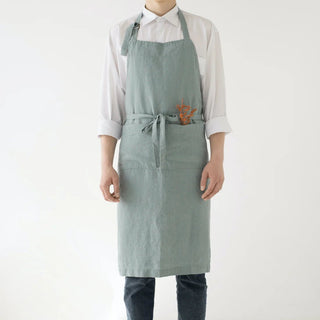 Green Milieu Linen Chef Apron - Linen Tales 
