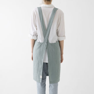 Green Milieu Linen Crossback Apron - Linen Tales 3