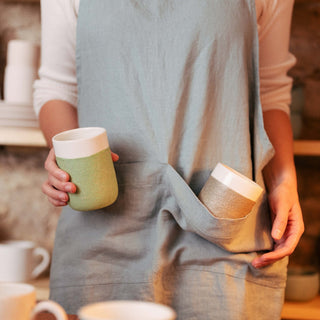 Green Milieu Linen Crossback Apron - Linen Tales 5