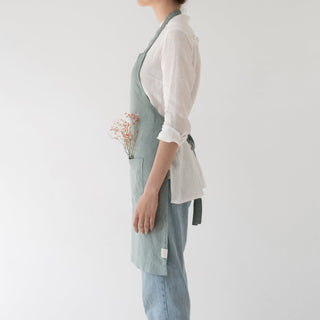 Green Milieu Linen Daily Apron - Linen Tales 