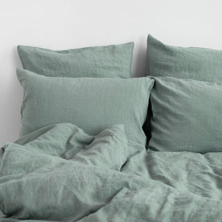 Green Milieu Linen Duvet Cover Set - Linen Tales 3