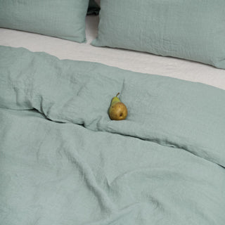 Green Milieu Linen Duvet Cover Set - Linen Tales 6