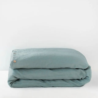Green Milieu Linen Duvet Cover - Linen Tales 