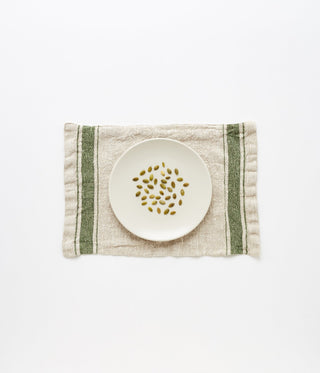 Green Stripe Vintage Linen Placemat - Linen Tales Global 