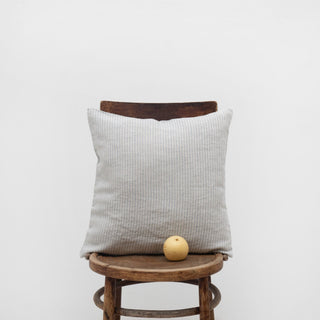 Grey Blue Pinstripe Linen Cushion Cover - Linen Tales 
