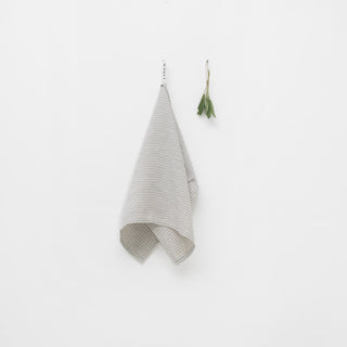 Grey Blue Pinstripe Linen Kitchen Towel - Linen Tales 