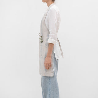 Grey Blue Wide Stripe Linen Daily Apron - Linen Tales 