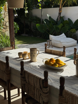 Grey Blue Wide Stripe Rustic Linen Tablecloth - Linen Tales Global 4