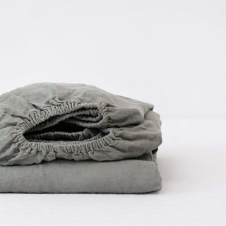 Khaki Linen Fitted Sheet - Linen Tales 4