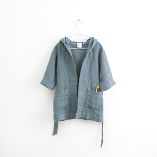 Kids Blue Fog Linen Fine Waffle Bathrobe - Linen Tales 