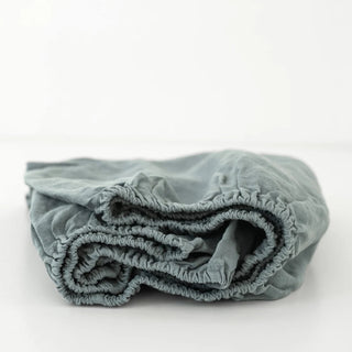 Kids Blue Fog Linen Fitted Sheet - Linen Tales 