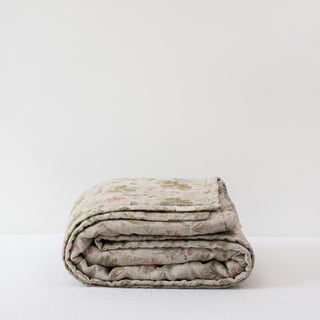 Kids Botany & Melange Linen Quilted Blanket - Linen Tales 