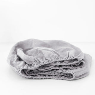 Kids Light Grey Linen Fitted Sheet - Linen Tales 
