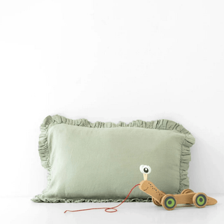Kids Sage Linen Pillowcase with Frills - Linen Tales Global 