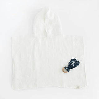 Kids White Linen Fine Waffle Poncho - Linen Tales 