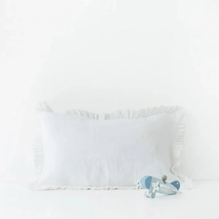Kids White Linen Pillowcase with Frills - Linen Tales Global 