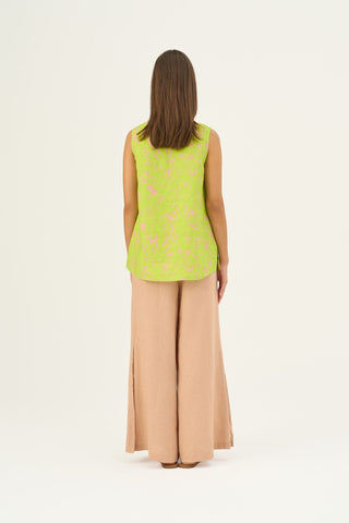 Kiwi Monstera Linen Audrey Top - Linen Tales Global 4