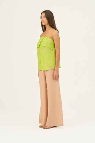Kiwi Monstera Linen Candela Top - Linen Tales Global 3