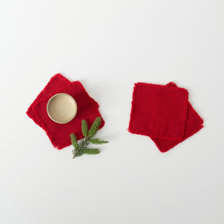 Lava Falls Linen Coasters with Fringes Set of 4 - Linen Tales Global 