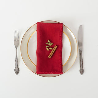 Lava Falls Linen Napkins with Fringes Set of 2 - Linen Tales Global 