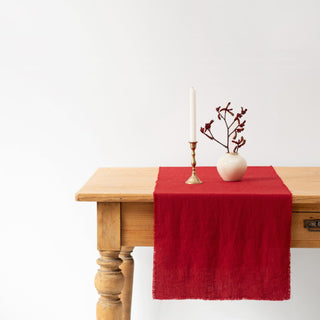 Lava Falls Linen Table Runner with Fringes - Linen Tales Global 