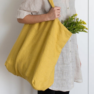 Lemon Curry Linen Big Bag - Linen Tales 3