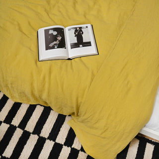 Lemon Curry Linen Duvet Cover Set - Linen Tales 