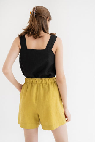 Lemon Curry Linen Hip - Hop Shorts - Linen Tales 3