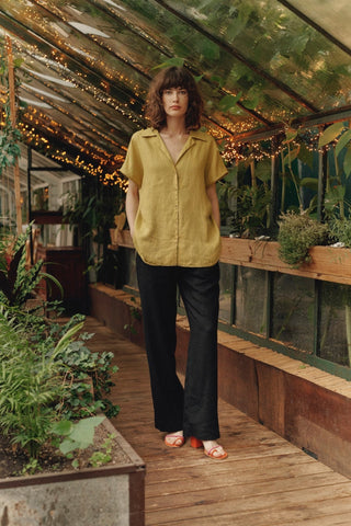 Lemon Curry Linen Melody Shirt - Linen Tales 2